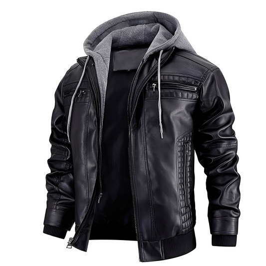 Everard - Klassische Motorradjacke für Männer mit Kapuze
