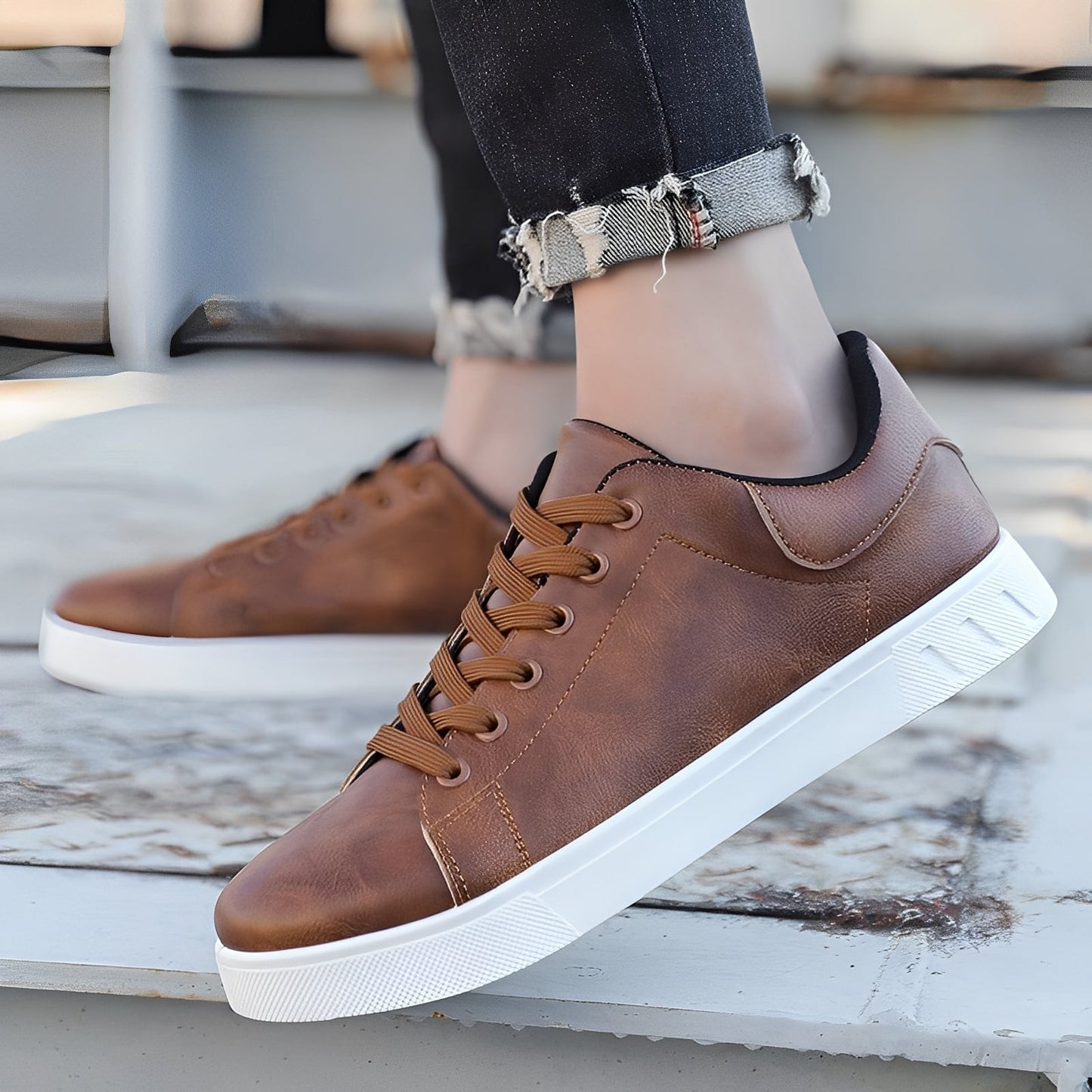 Jerome - Moderne flache Herrenschuhe aus Leder