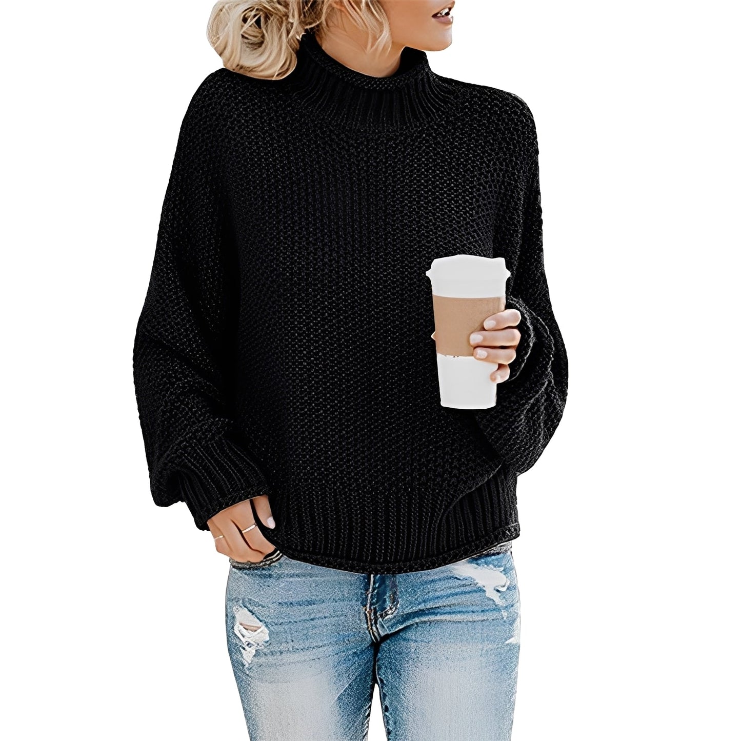 Evalyn - Bequemer Damenpullover mit hohem Kragen