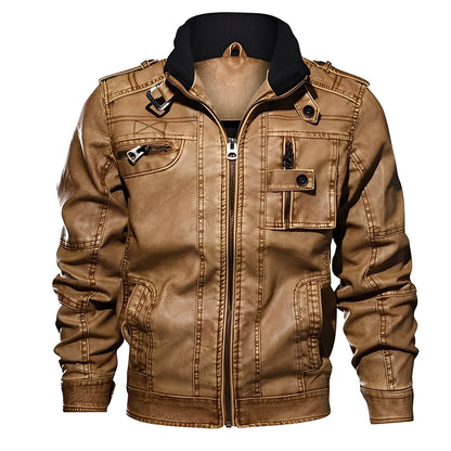 Kevin - Klassische Herrenlederjacke mit Taschen