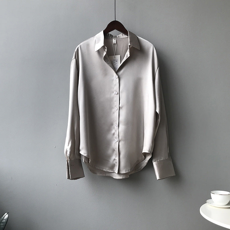 Briana - Schicke Satin-Seidenbluse mit Knöpfen für Frauen