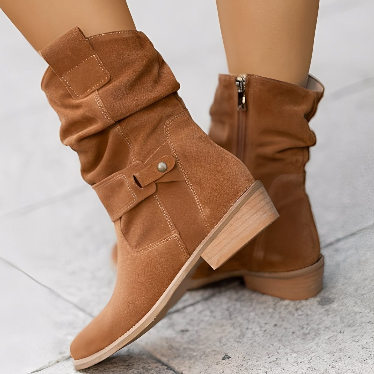 Marjorie - Bequeme Damen-Wildlederstiefel mit sehr weiter Passform