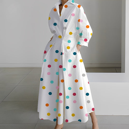 Lavina - Bequemes Damenkleid mit langen Ärmeln und Taschen