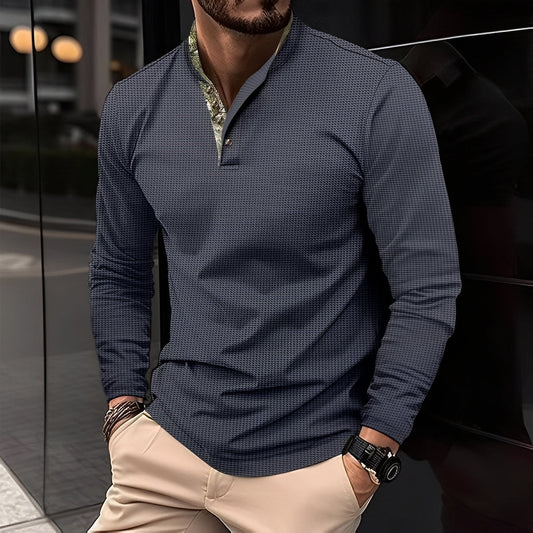 Crofton - Modisches langärmeliges Herren-Poloshirt mit Musterakzent
