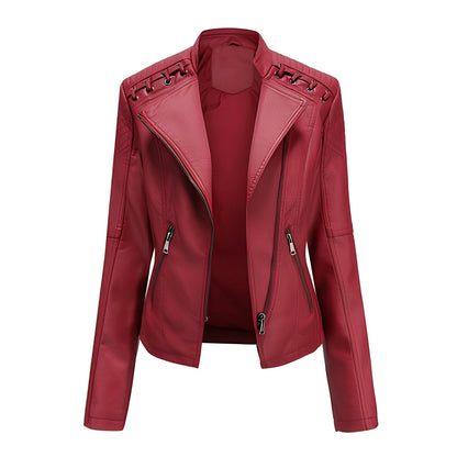 Narelle - Stilvolle, schmal geschnittene kurze Damenlederjacke