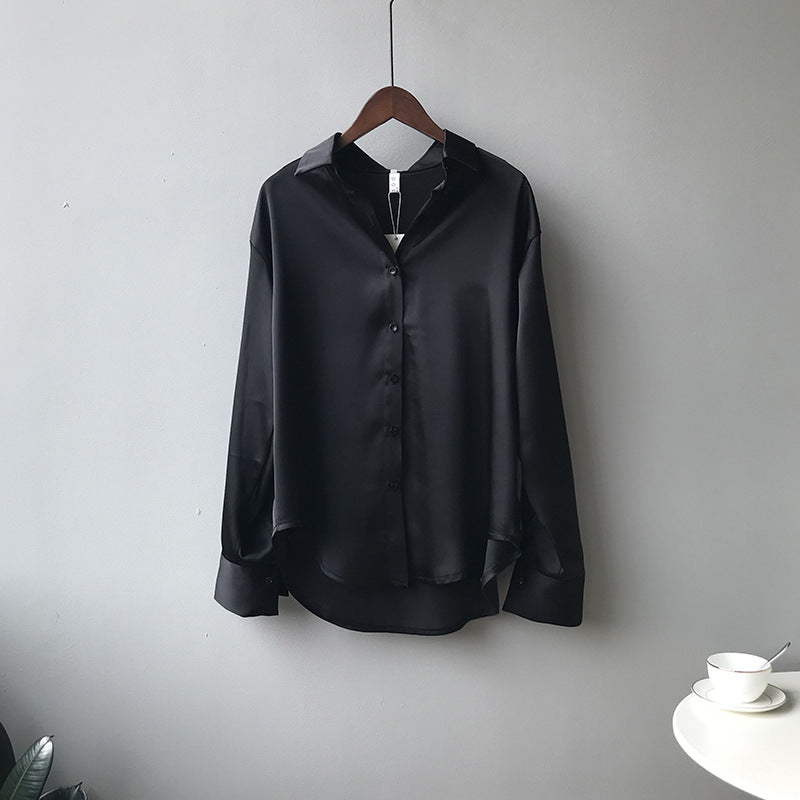 Briana - Schicke Satin-Seidenbluse mit Knöpfen für Frauen