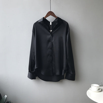 Briana - Schicke Satin-Seidenbluse mit Knöpfen für Frauen