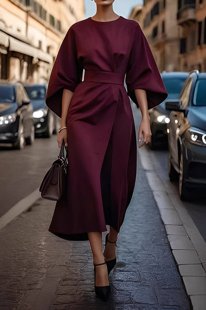 Nicole - Schickes Damen-Midikleid mit Puffärmeln