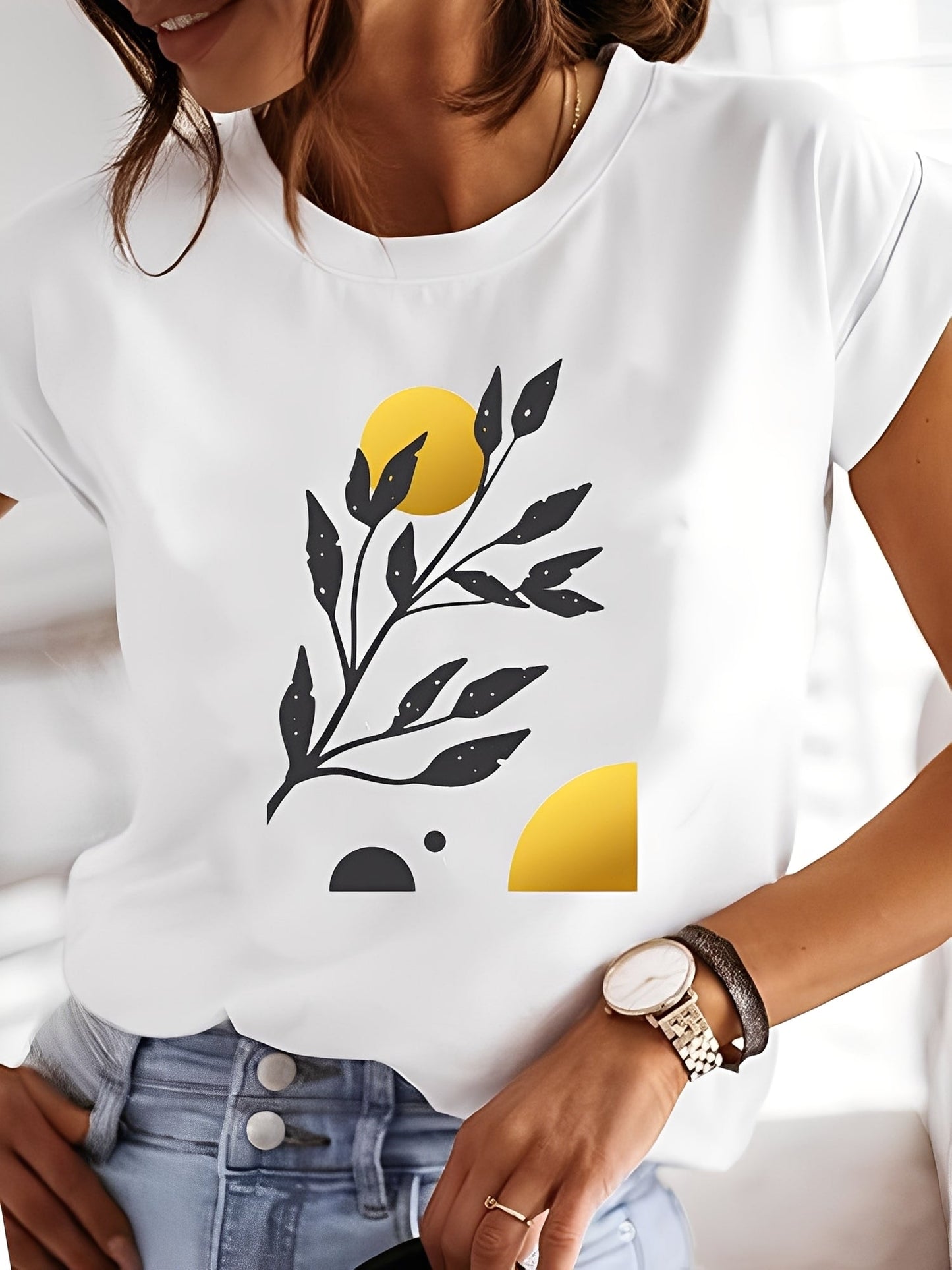 Annalise - Damen-Shirt mit Aufdrucken und kurzen Ärmeln