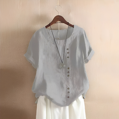 Corrine - Klassische, lockere Damen-Leinenbluse
