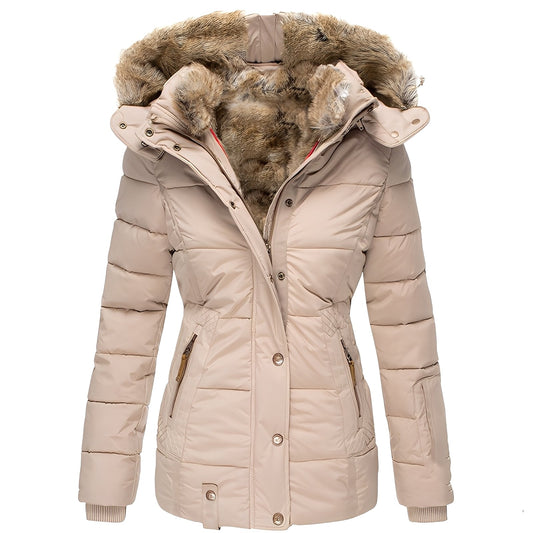 Odelia - Stylische, taillierte Jacke mit Pelzkragen für Damen
