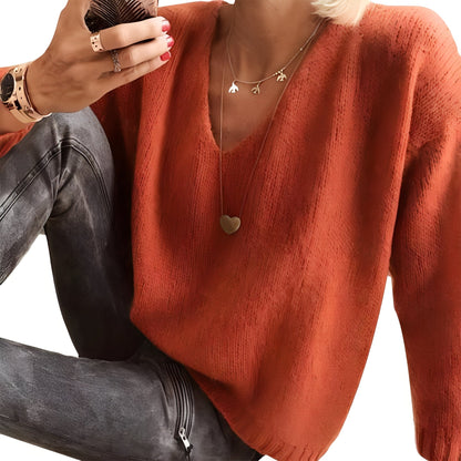 Dorris - Bequemer, einfacher Pullover mit langen Ärmeln für Damen