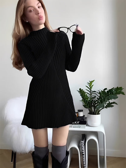 Jazmine - Elegantes langärmeliges Damenstrickkleid
