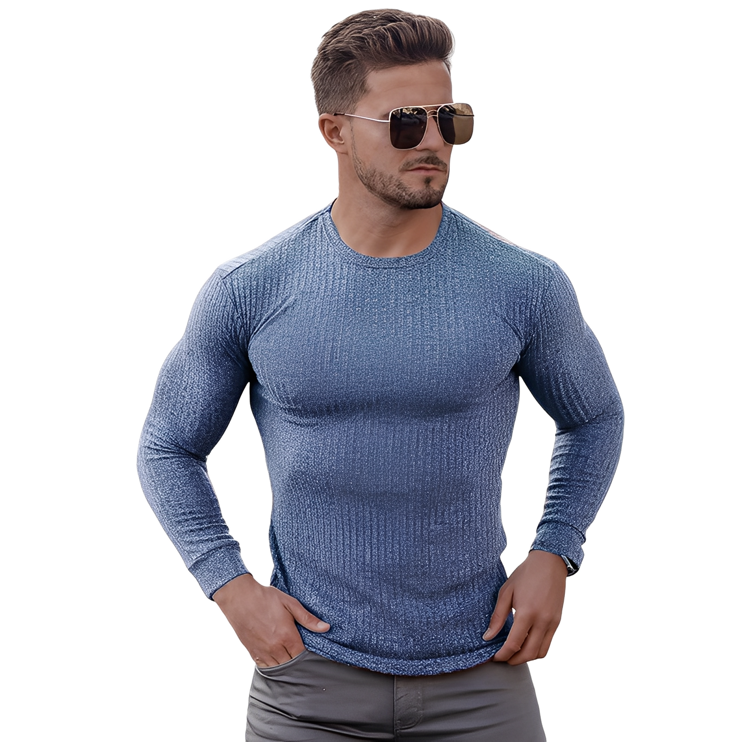 Wynne - Einfach gestalteter, eng anliegender Herrenpullover
