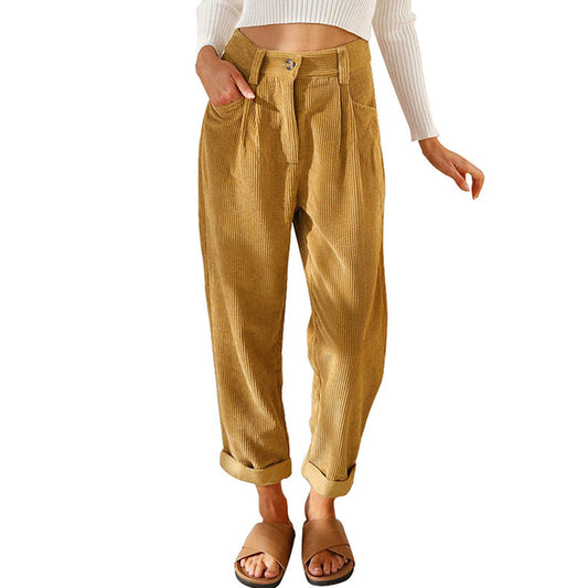 Chelsie - Bequeme Damenhose aus Cord mit hohem Bund