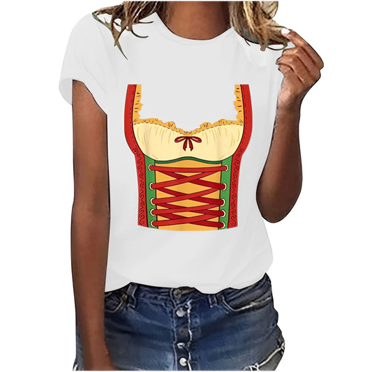 Hazel - Lässiges Oktoberfest-Shirt mit Muster für Damen