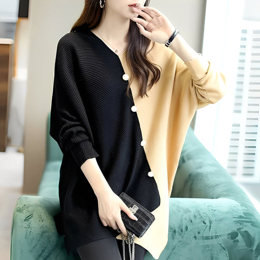 Madilynn - Bequemer Damenpullover mit Flicken-Design
