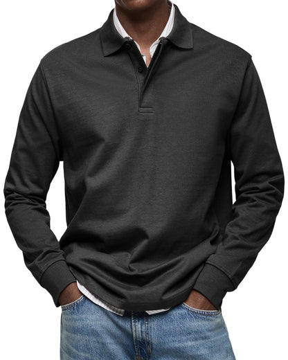 Dewey - Herren Langarm-Poloshirt, schlicht gehalten