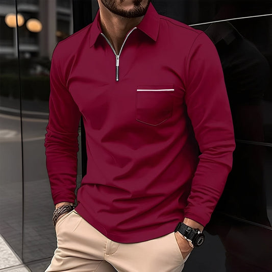 Bernard - Bequemes Langarm-Shirt mit Brusttasche für Herren