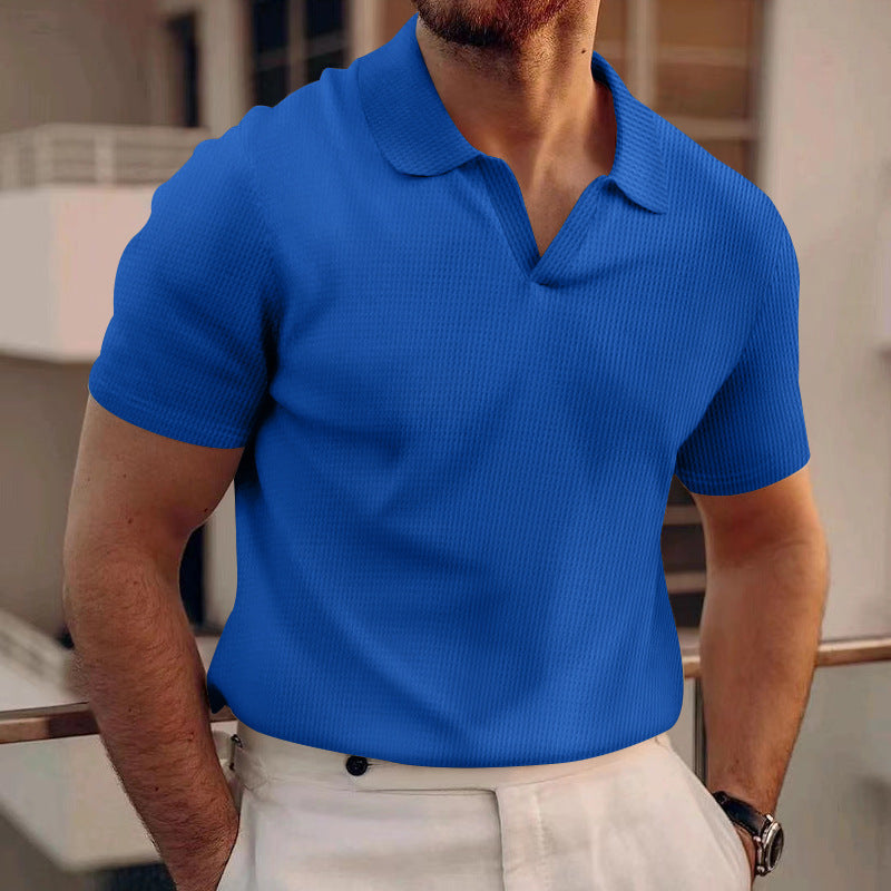 David - Einfaches Herrenpolo aus Waffelmaterial