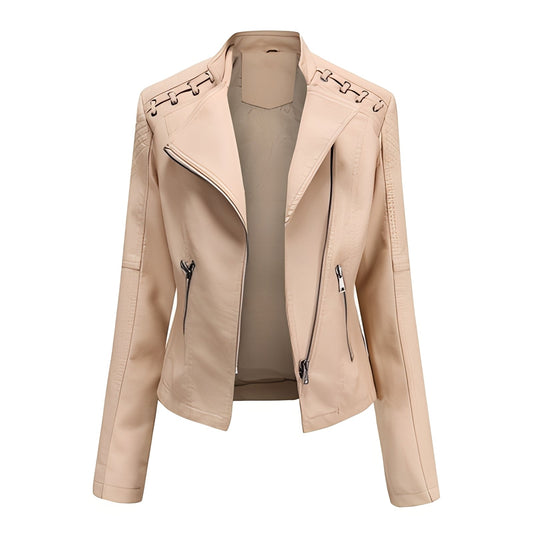 Narelle - Stilvolle, schmal geschnittene kurze Damenlederjacke