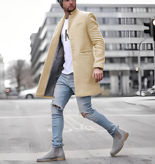 Cordell - Komfortabler langer Herrenmantel aus Wolle