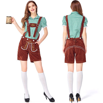 Dahlia - Oktoberfest-Stil mit karierten Overalls für Damen