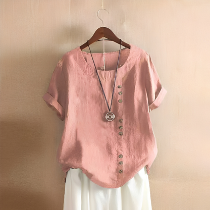 Corrine - Klassische, lockere Damen-Leinenbluse