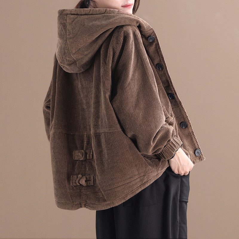 Rachel - Bequeme kurze Cordjacke für Damen mit Kapuze