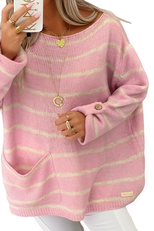 Elianna - Bequemer, locker geschnittener Damenpullover mit Streifen