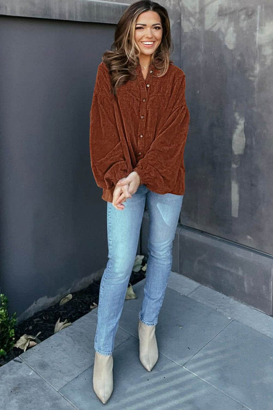 Mai - Kordbluse mit Puffärmeln Damenmode