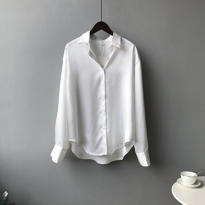 Briana - Schicke Satin-Seidenbluse mit Knöpfen für Frauen