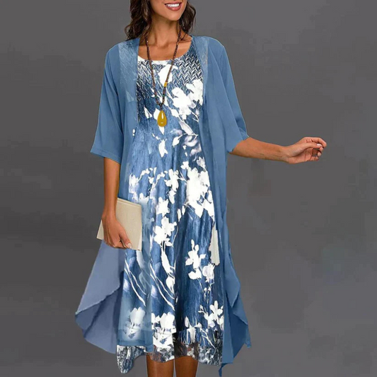 Celia – Kurzes Blumenkleid mit Blazer