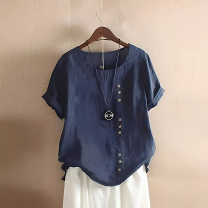 Corrine - Klassische, lockere Damen-Leinenbluse