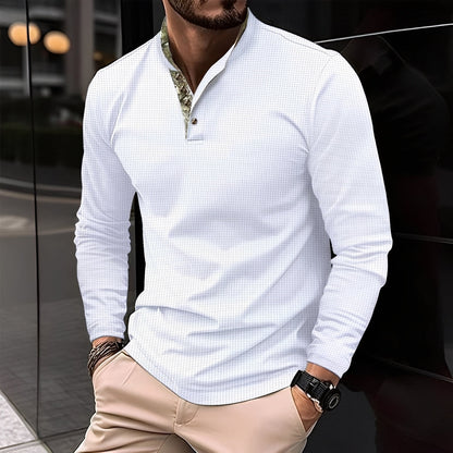 Crofton - Modisches langärmeliges Herren-Poloshirt mit Musterakzent