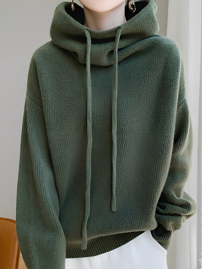 Roxane - Bequemer Damenpullover aus Wolle mit Kapuze