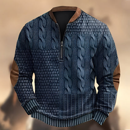 Edmund - Bequemer Herrenpullover mit Muster und Zipper
