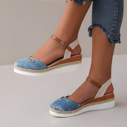 Elinor - Komfortable Damen-Hanfsandalen mit Keilabsatz