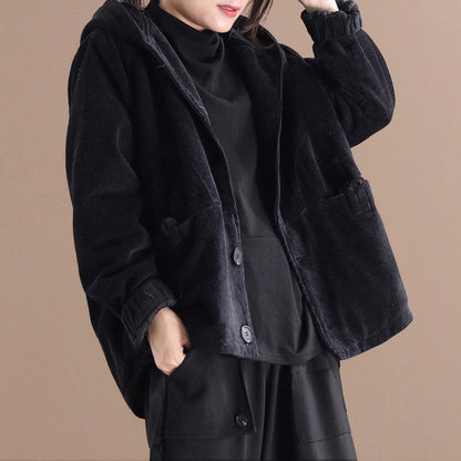 Rachel - Bequeme kurze Cordjacke für Damen mit Kapuze