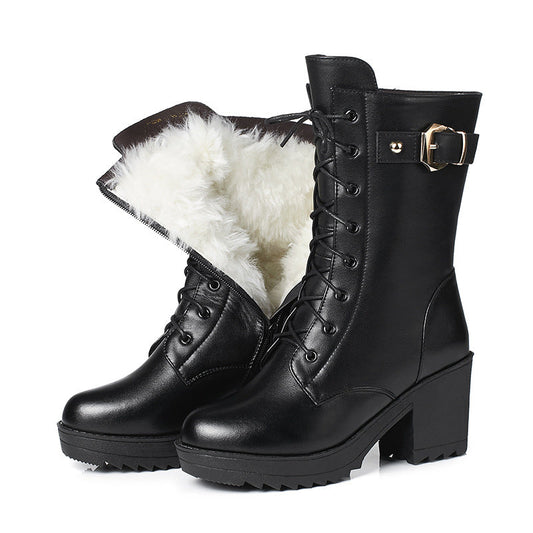 Claudia - Klassische Winterstiefel aus schwarzem Leder