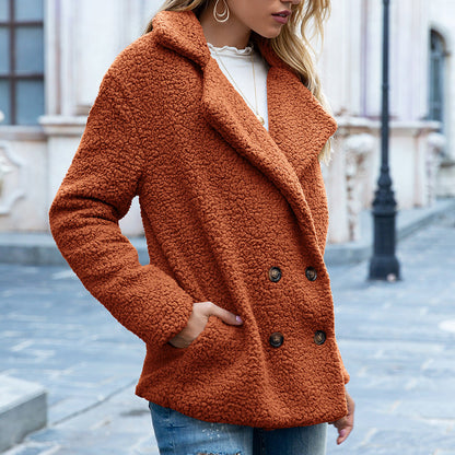 Brianna - Dicke lange Damenjacke mit Knöpfen