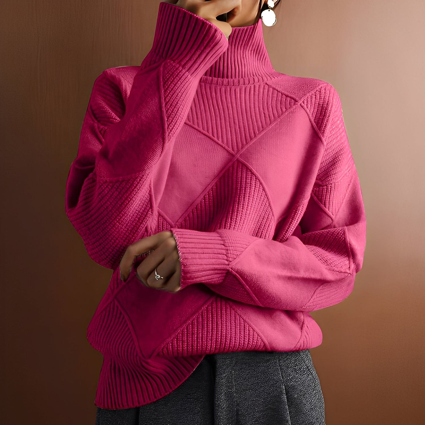 Lyndsea - Bequemer Damen-Rollkragenpullover