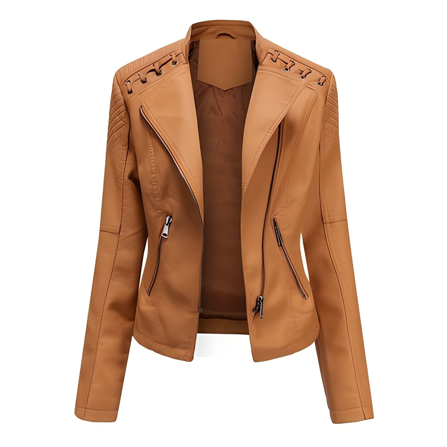 Narelle - Stilvolle, schmal geschnittene kurze Damenlederjacke