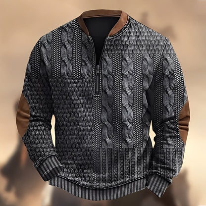 Edmund - Bequemer Herrenpullover mit Muster und Zipper