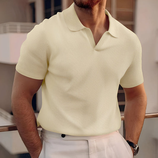 Harley - Einfaches Männer-Poloshirt mit kurzen Ärmeln und Wabenmuster