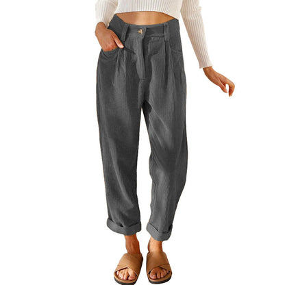 Chelsie - Bequeme Damenhose aus Cord mit hohem Bund