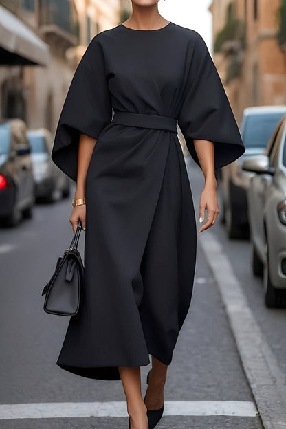 Nicole - Schickes Damen-Midikleid mit Puffärmeln
