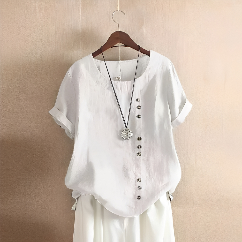Corrine - Klassische, lockere Damen-Leinenbluse