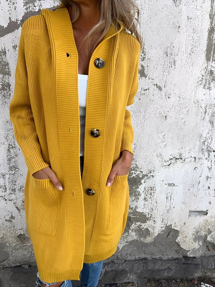 Suzanna - Langer, lässiger Damen-Cardigan mit Kapuze