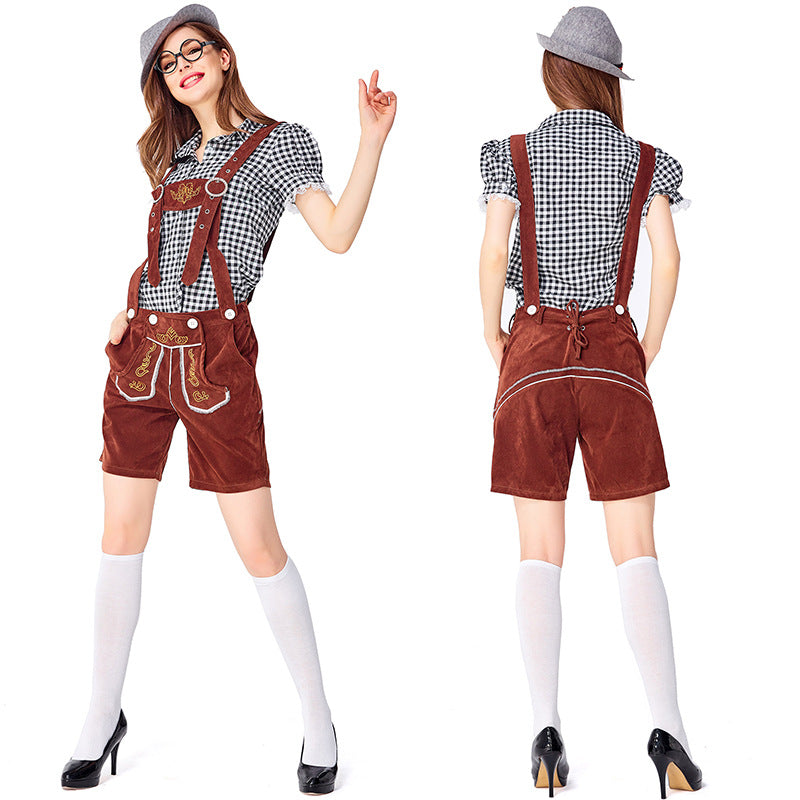 Dahlia - Oktoberfest-Stil mit karierten Overalls für Damen